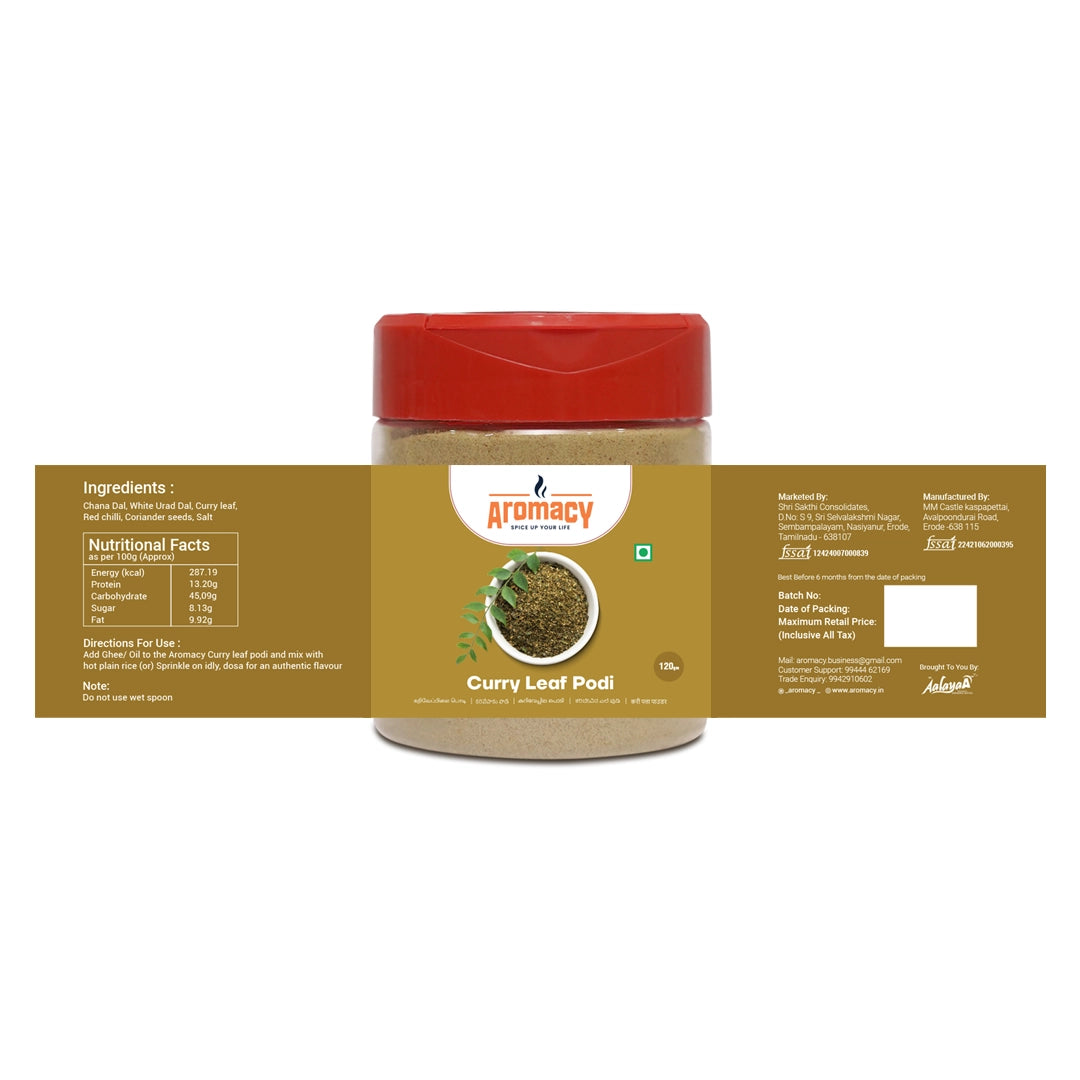 Curry Leaf Podi (120g) – Nutrient-Rich South Indian Chutney Powder | Aromacy