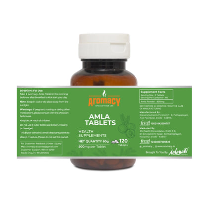 Amla Tablets 120 Nos | Natural Vitamin C &amp; Immunity Booster | Aromacy