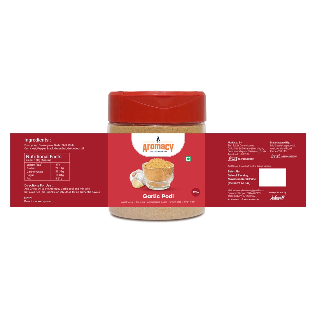 Garlic Podi (120g) – Spicy South Indian Gunpowder | Aromacy