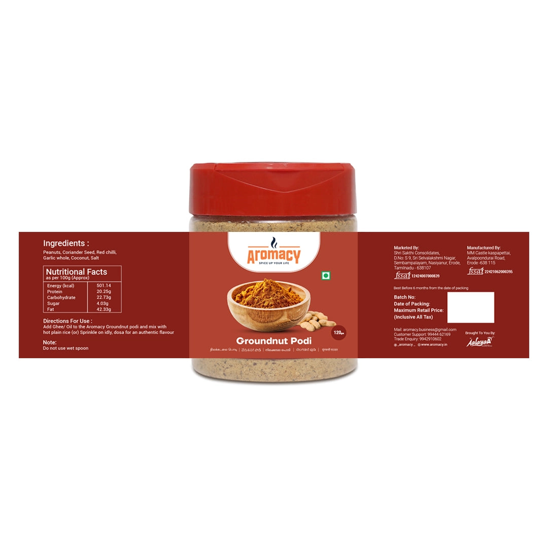Groundnut Podi (120g) – Protein-Rich South Indian Chutney Powder | Aromacy