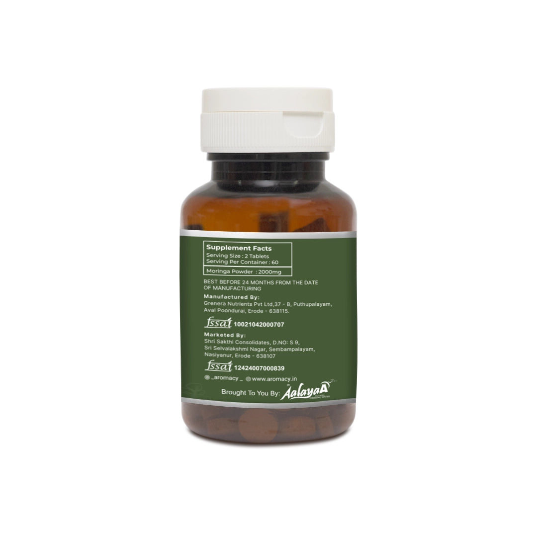 Moringa Tablets 120 Nos | Natural Energy &amp; Immunity Booster | Aromacy
