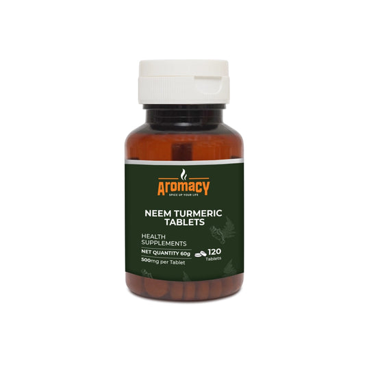 Neem Turmeric Tablets 120 Nos | Herbal Skin & Immunity Support | Aromacy