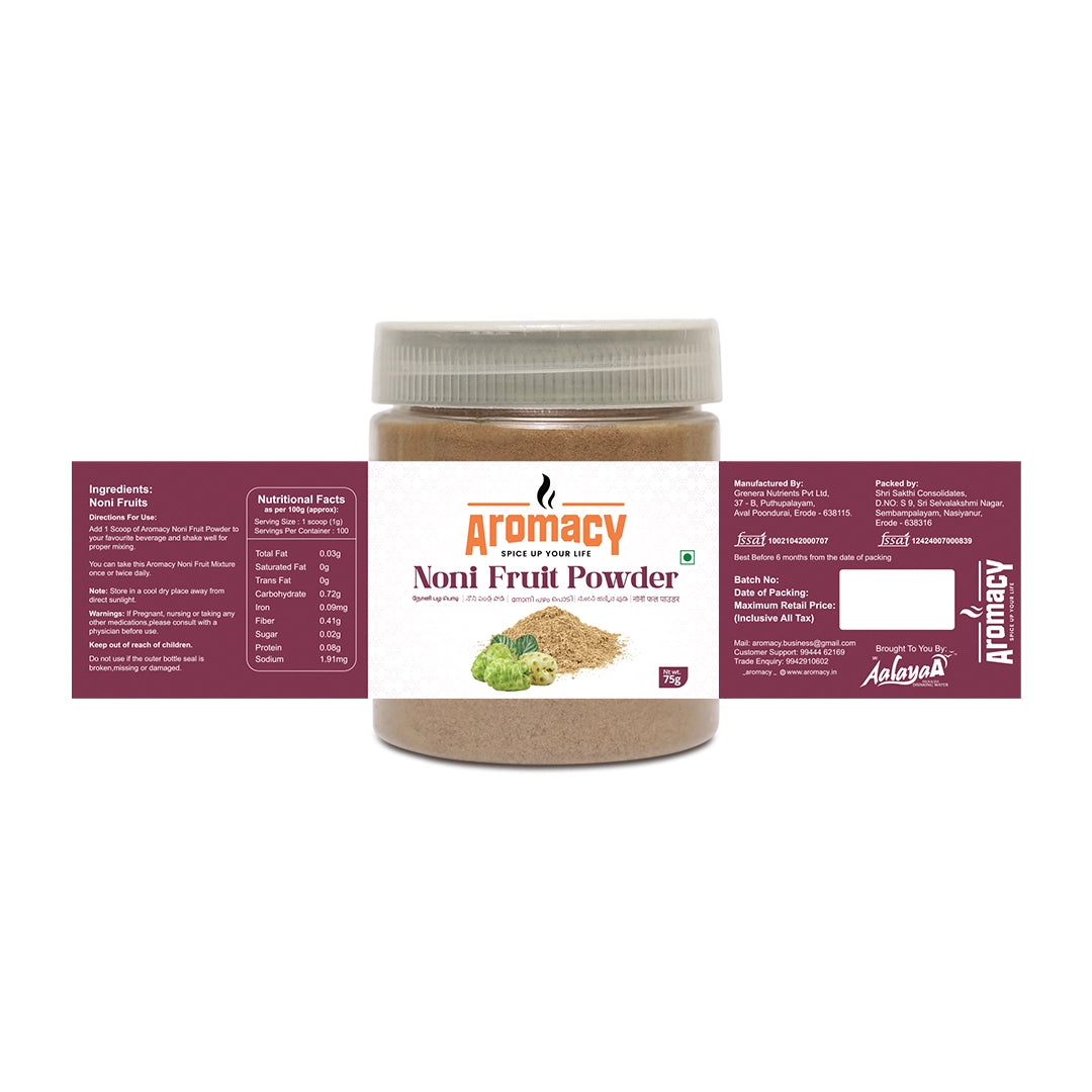 Noni Fruit Powder 75g | Natural Immunity & Energy Booster | Aromacy