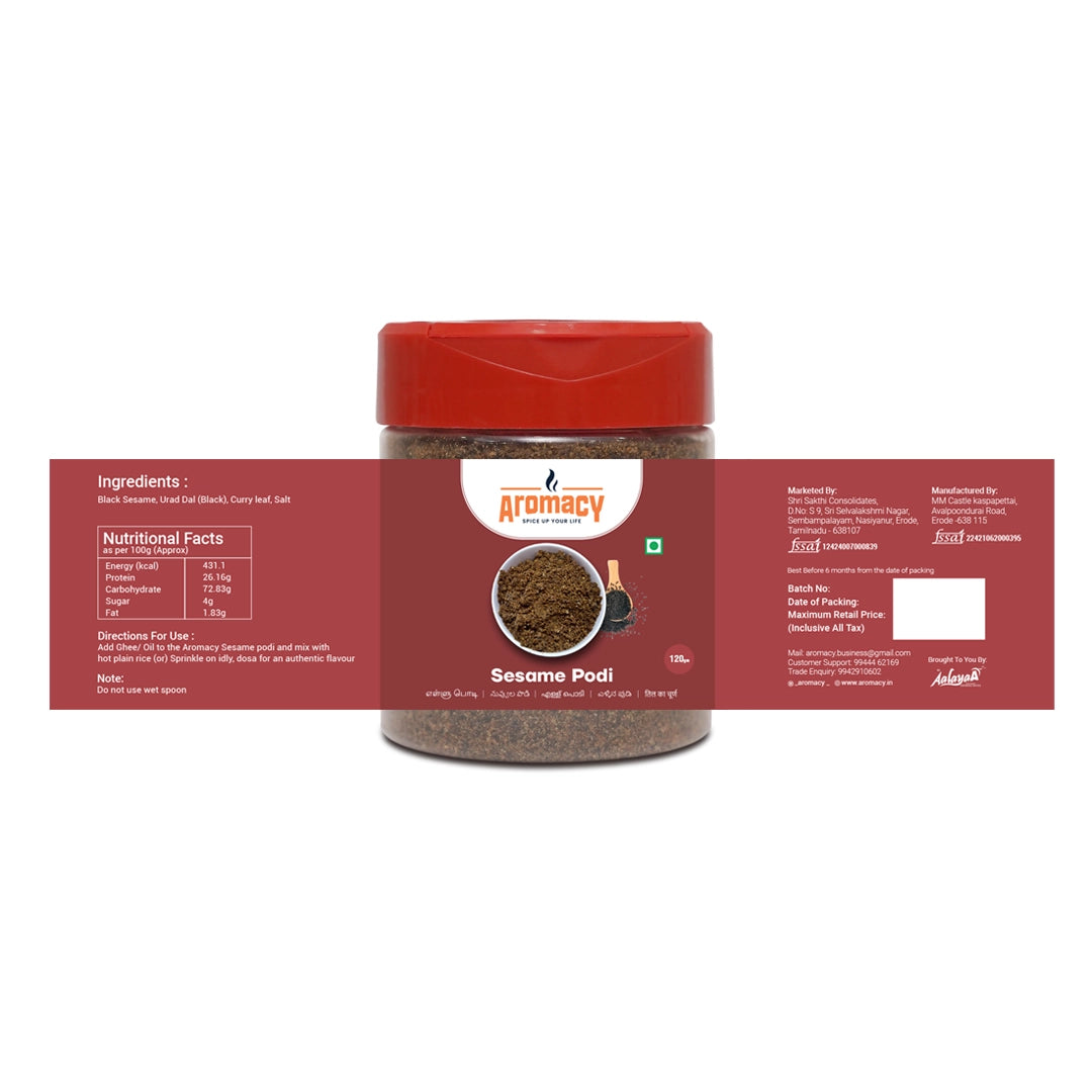Sesame Podi (120g) – Nutty & Flavorful South Indian Chutney Powder | Aromacy