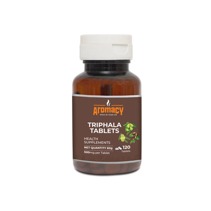 Triphala Tablets 120 Nos | Ayurvedic Digestive & Detox Support | Aromacy